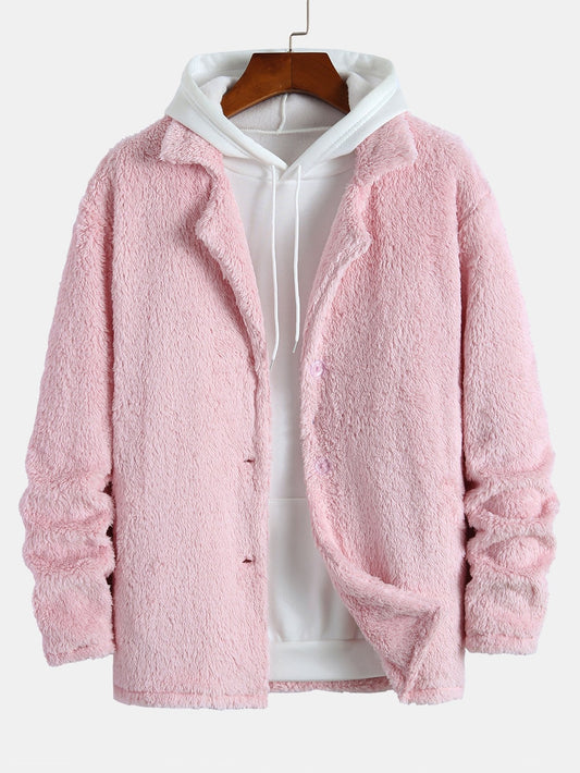 Notched Lapel Teddy Coat