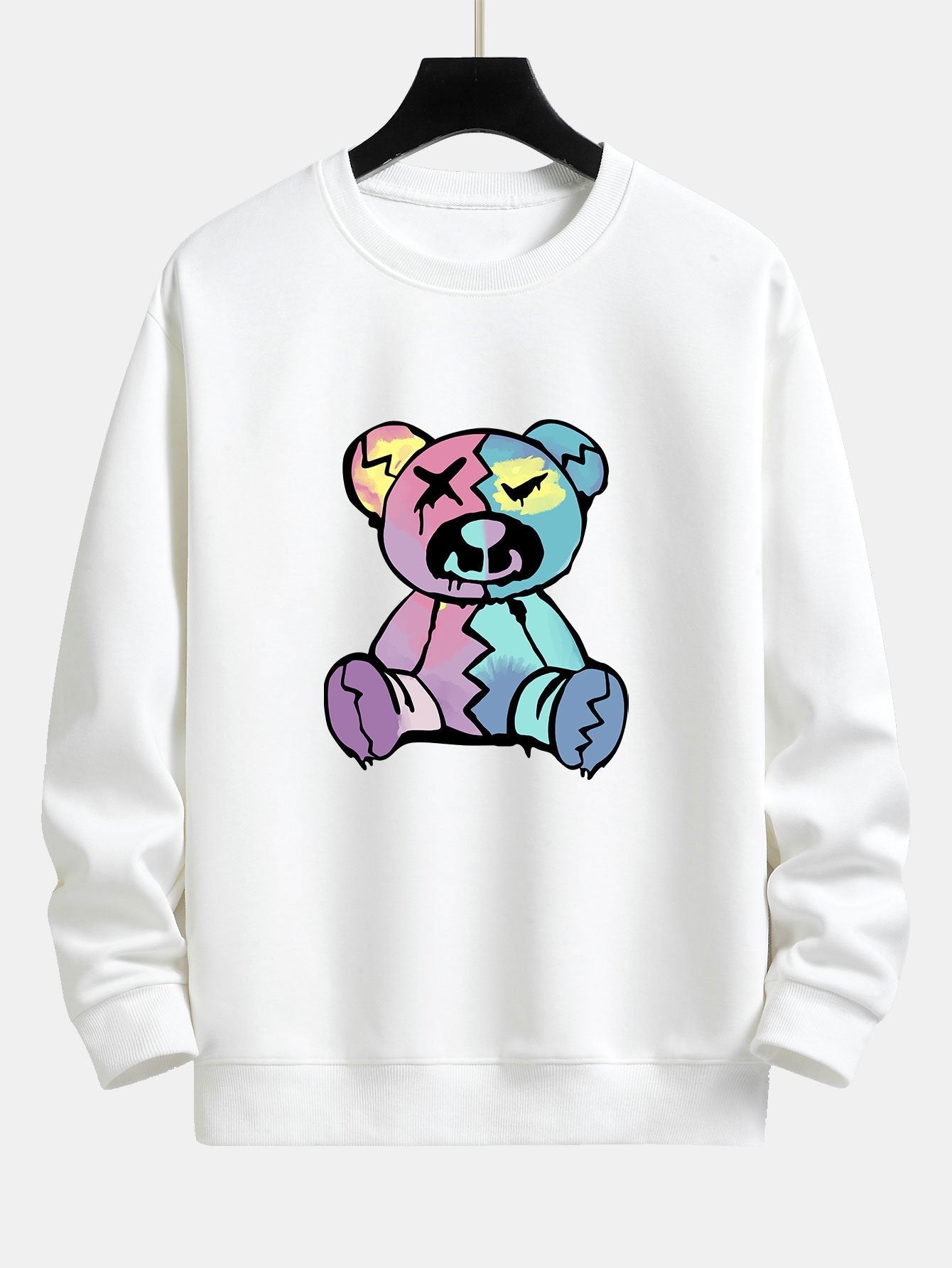 Sweat-shirt coupe décontractée à imprimé ours coloré