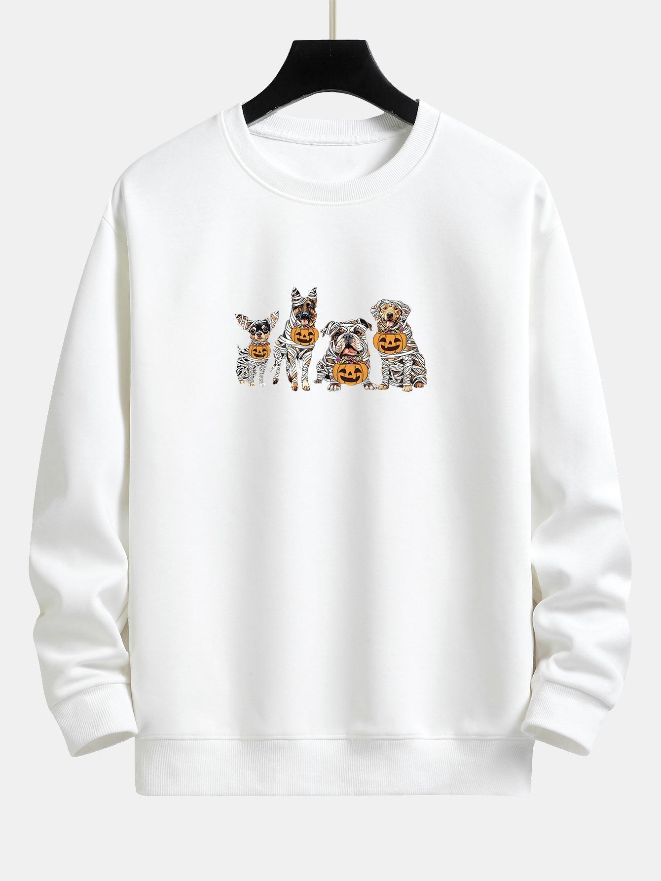 Sweat-shirt coupe décontractée avec imprimé de chiens momie et bandage d'Halloween