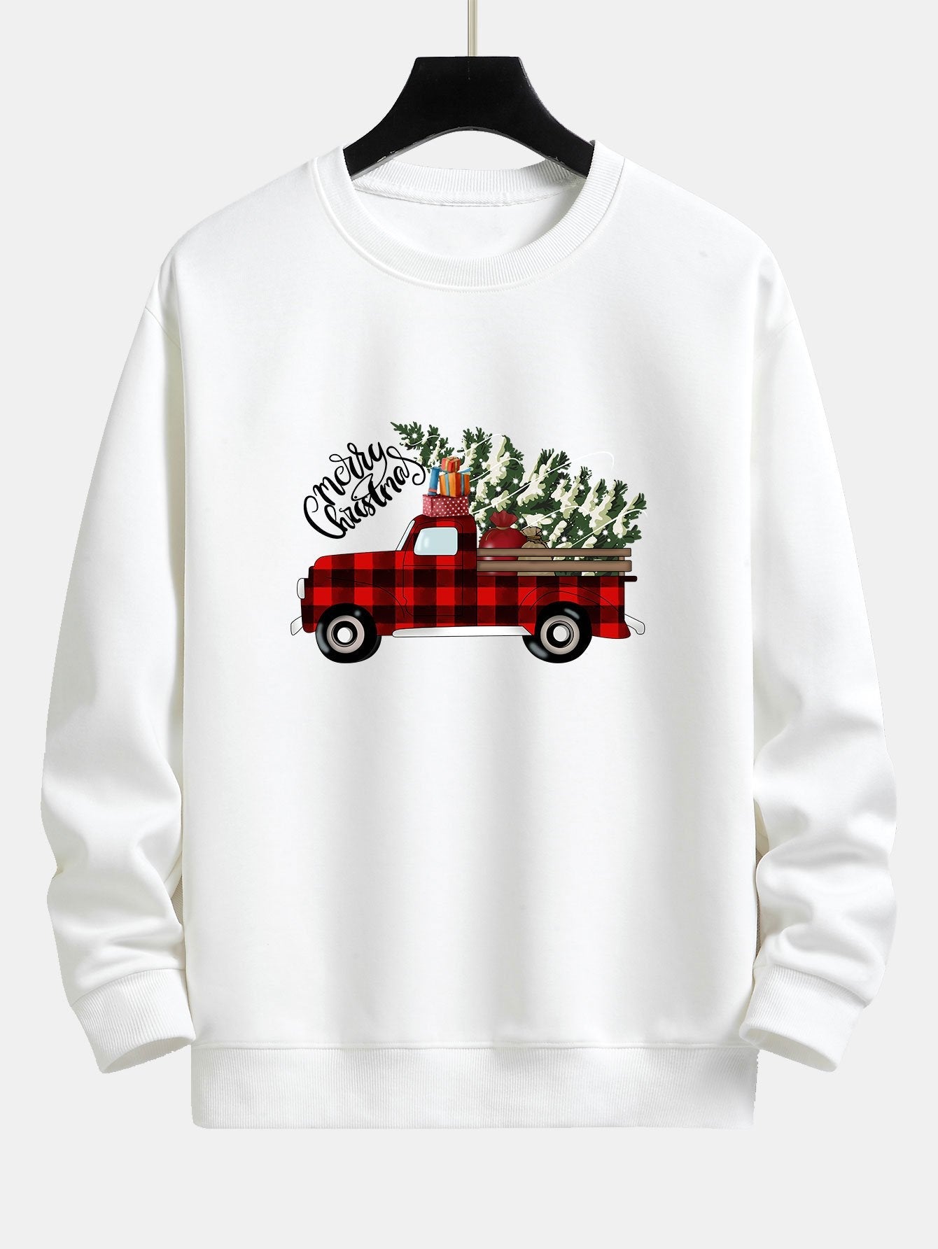 Sweat-shirt coupe décontractée à imprimé camion de Noël