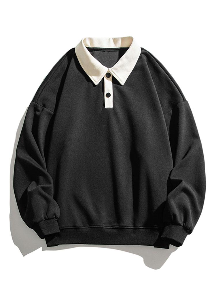 Relax Fit Contrast Polo Sweatshirt