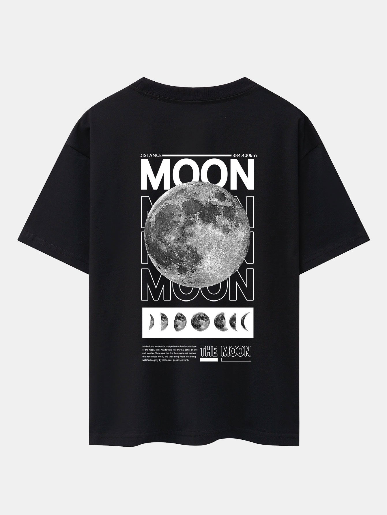 Moon Back Print Drop Shoulder Oversize T-Shirt