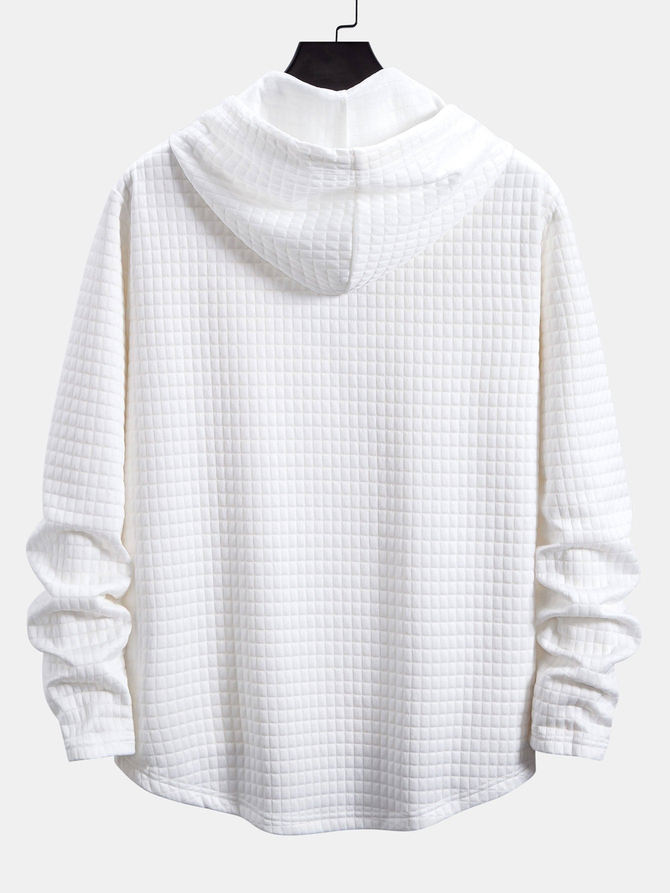 Long Sleeve Waffle Hooded Arc Hem T-Shirt