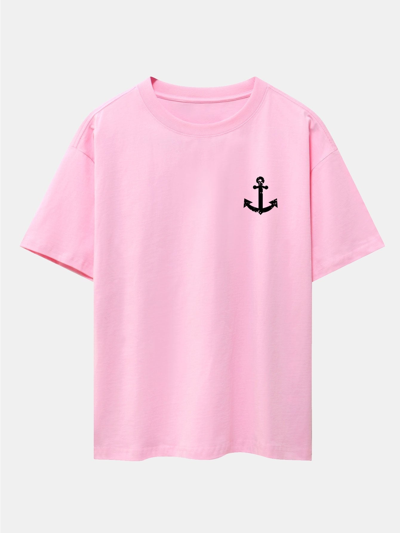 Anchor Print Drop Shoulder Oversize T-Shirt