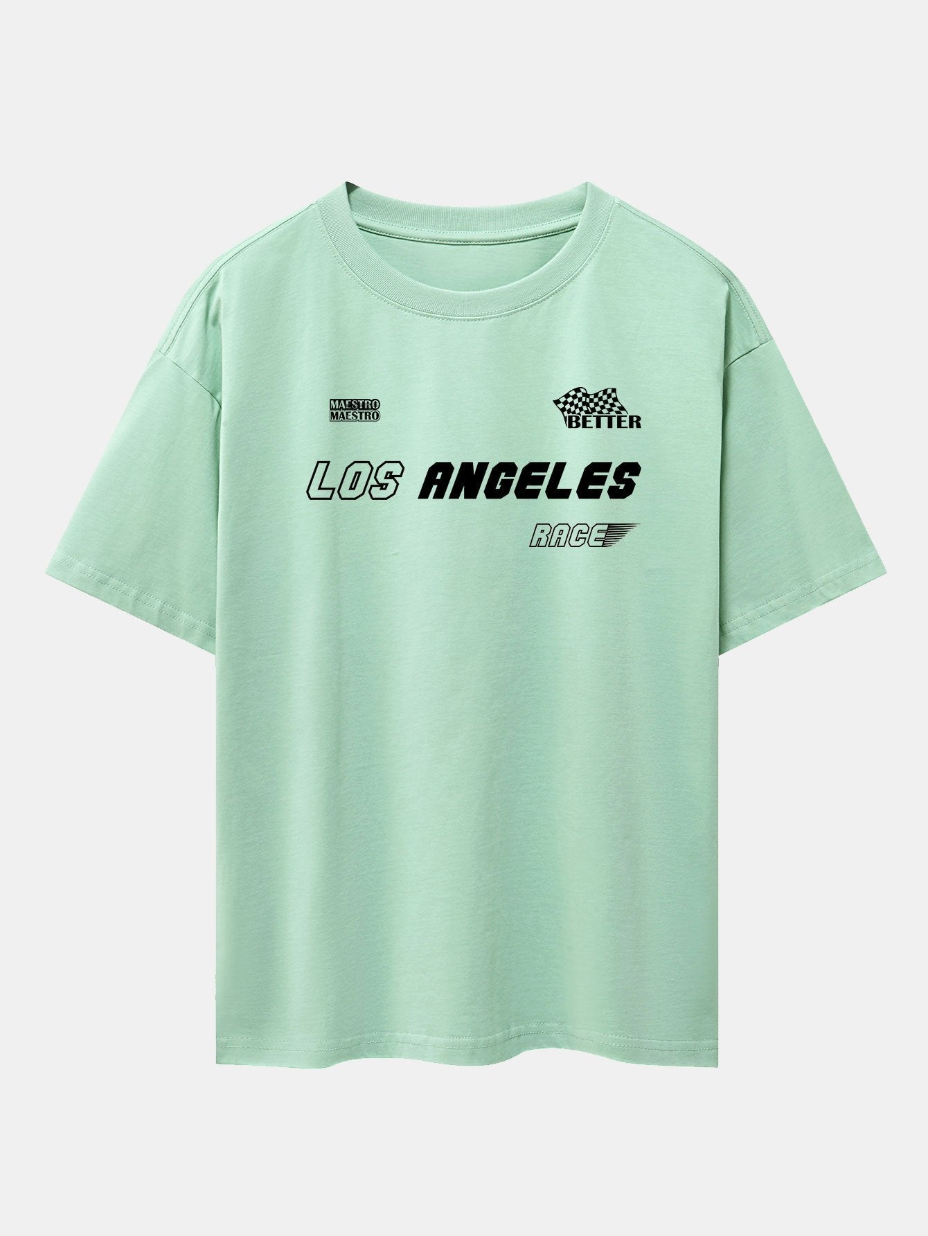 Los Angeles Slogan Print Drop Shoulder Oversize T-Shirt