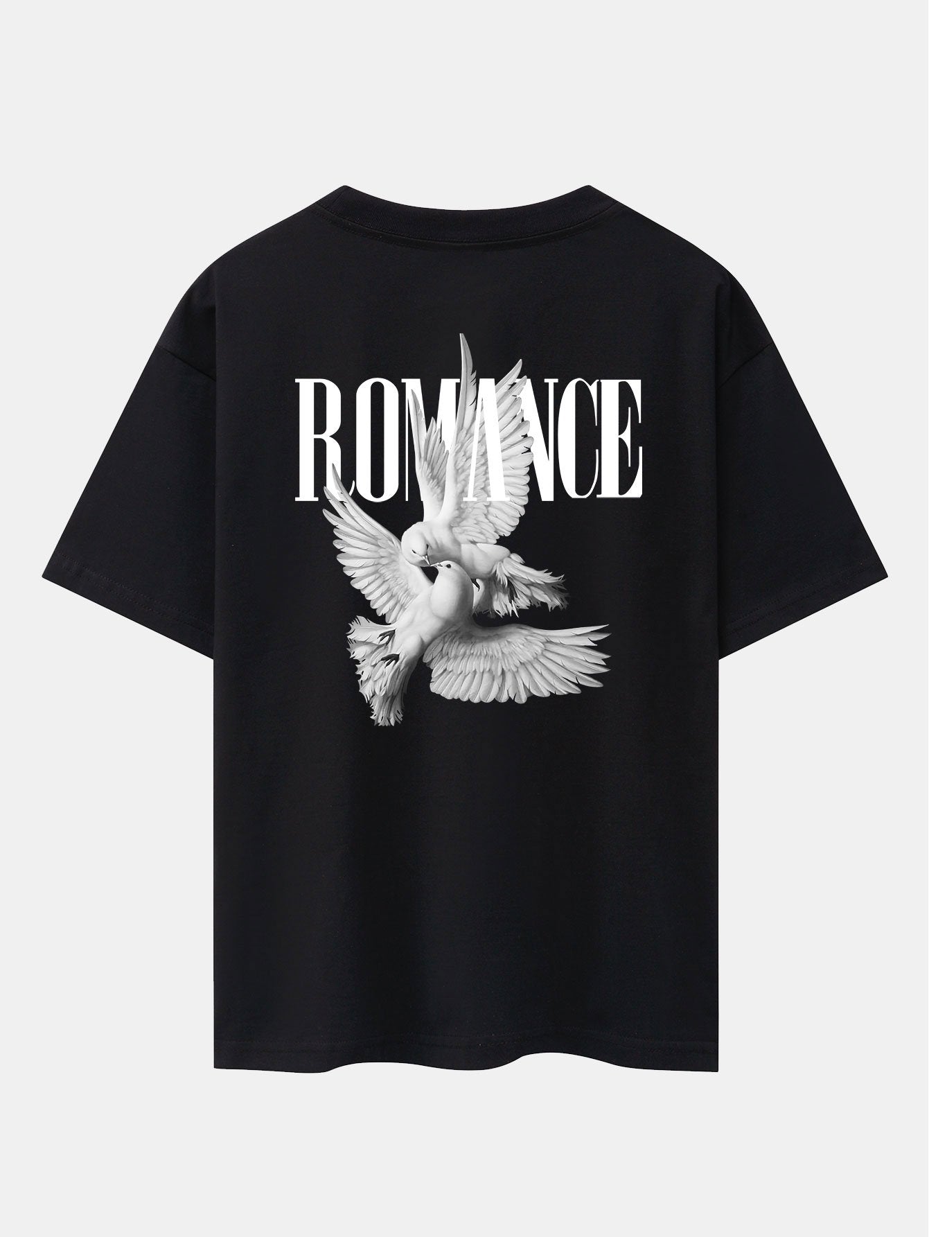 Romance Pigeon Slogan Back Print Drop Shoulder Oversize T-Shirt