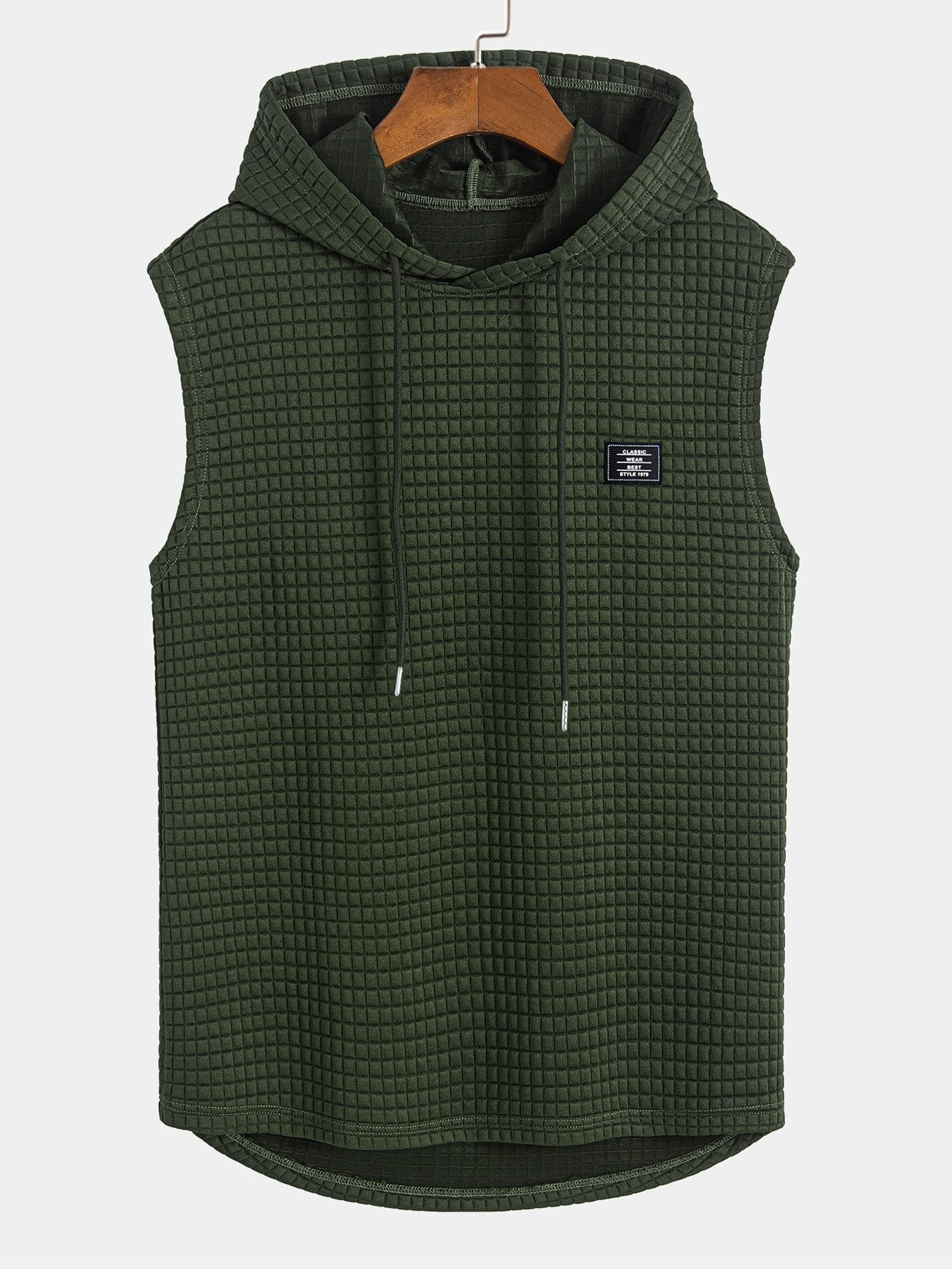 Sleeveless Waffle Hooded Vest