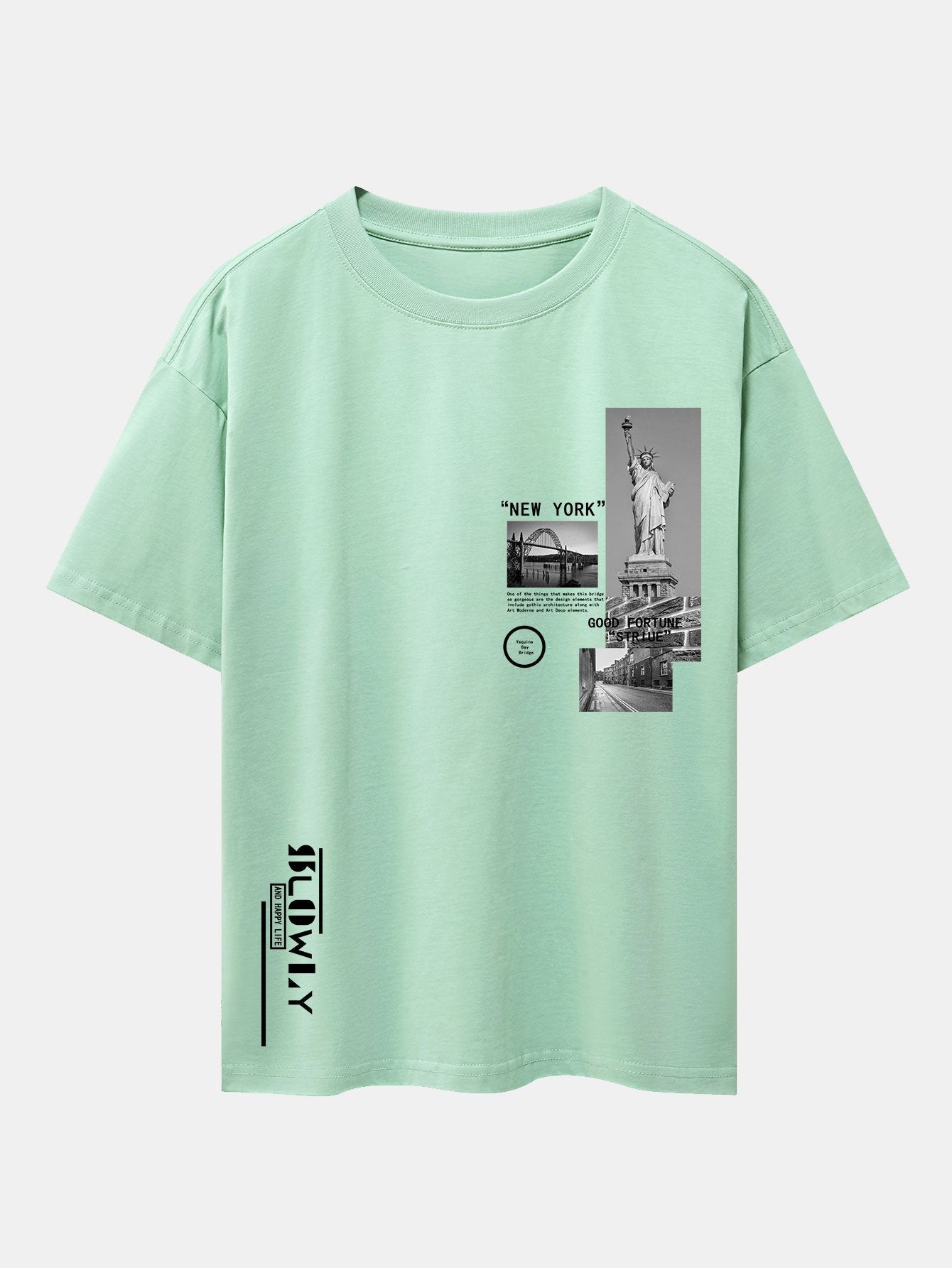 New York Architecture Print Drop Shoulder Oversize T-Shirt