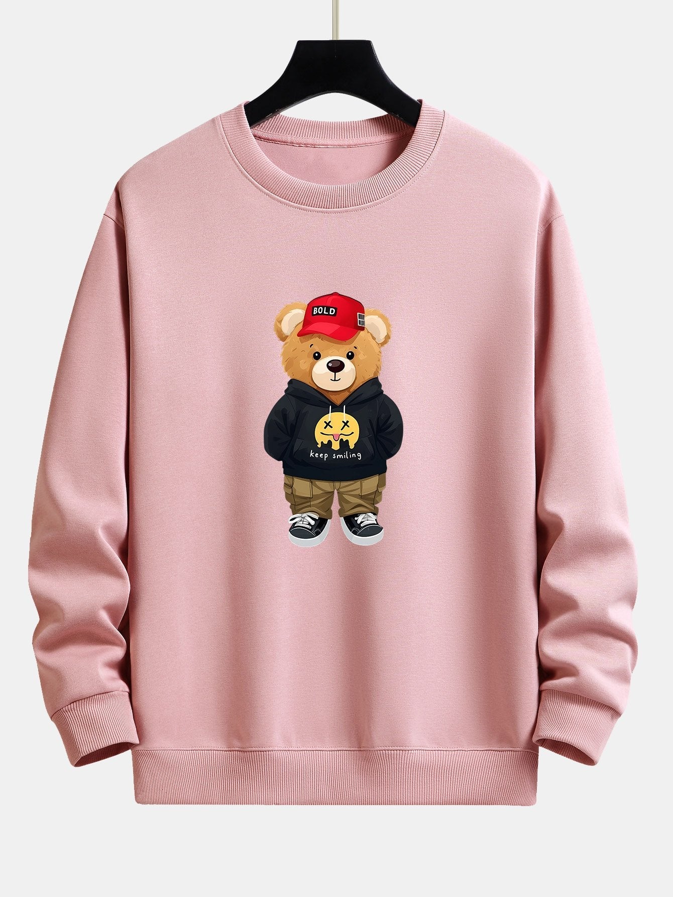 Sweat-shirt coupe décontractée à imprimé ours streetwear