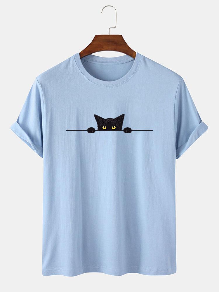 Black Cat Print T-Shirt