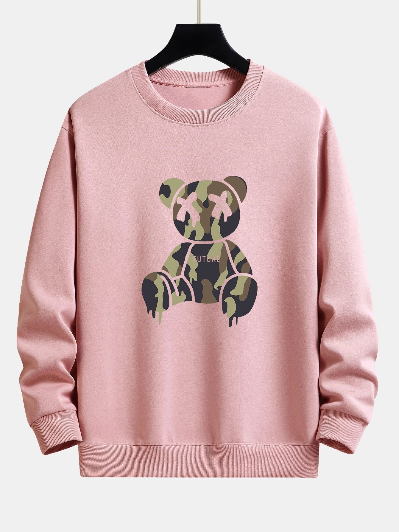 Camouflage Dissolving Bear Print Relax Fit Sweatshirt