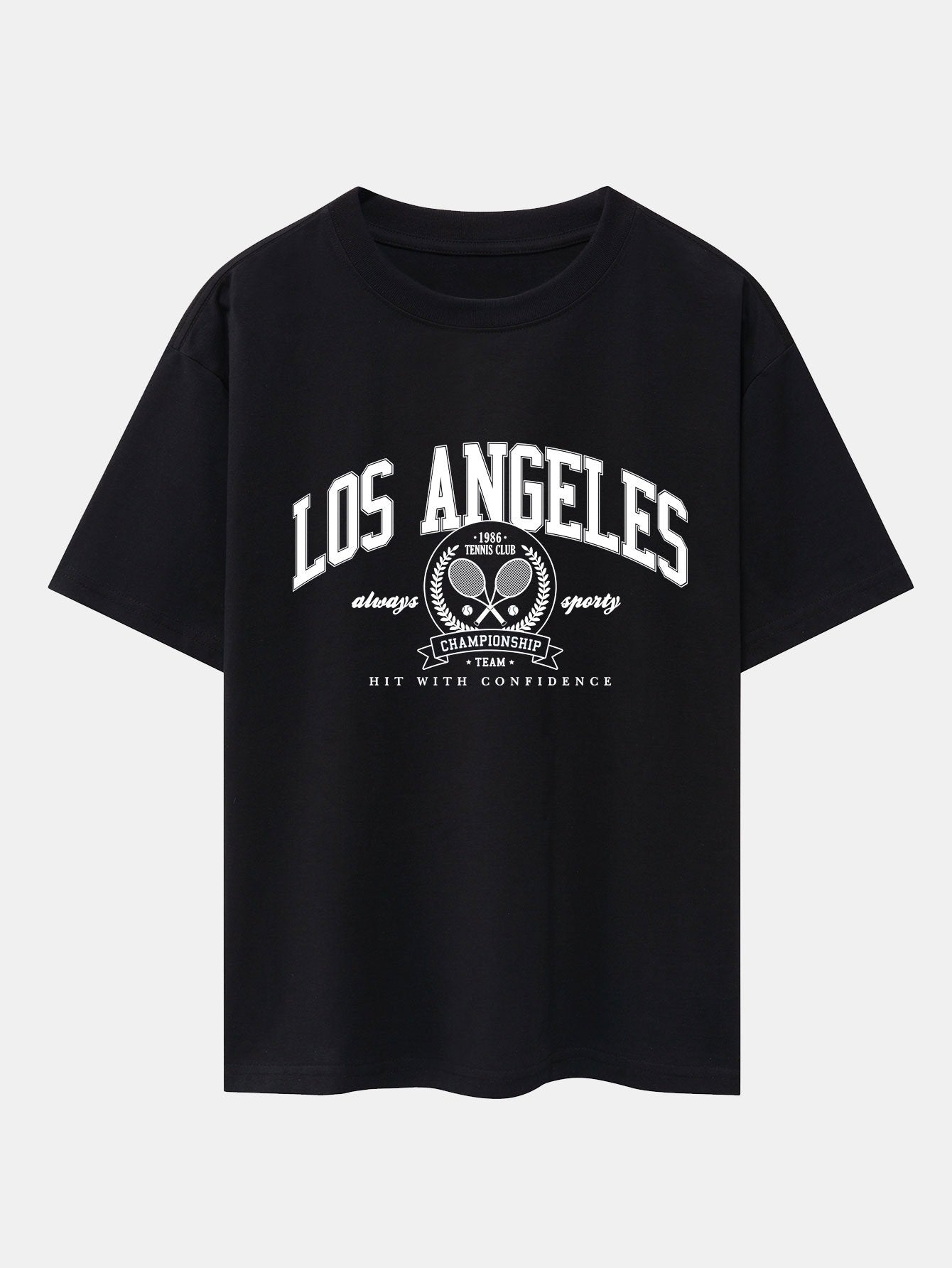 Los Angeles Tennis Print Drop Shoulder Oversize T-Shirt