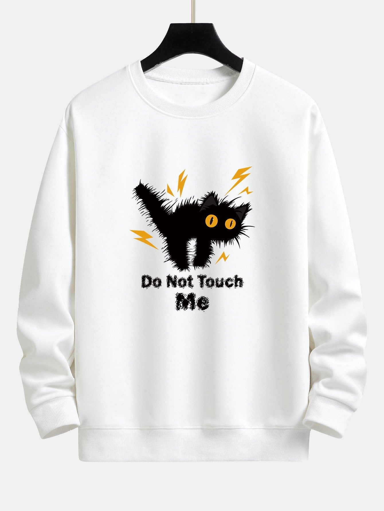 Sweat-shirt coupe décontractée à imprimé chat en colère