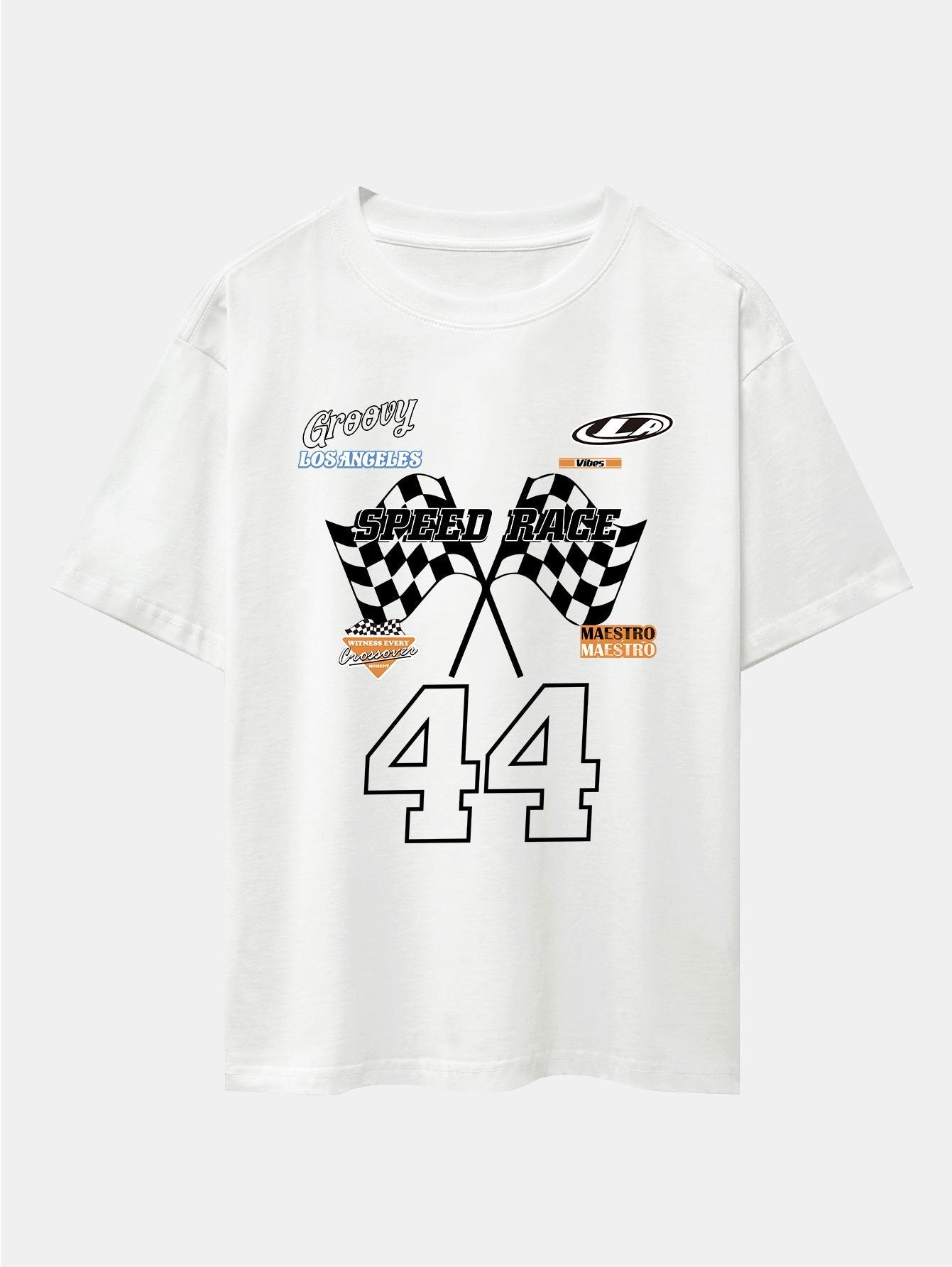 Racing Slogan Print Drop Shoulder Oversize T-Shirt