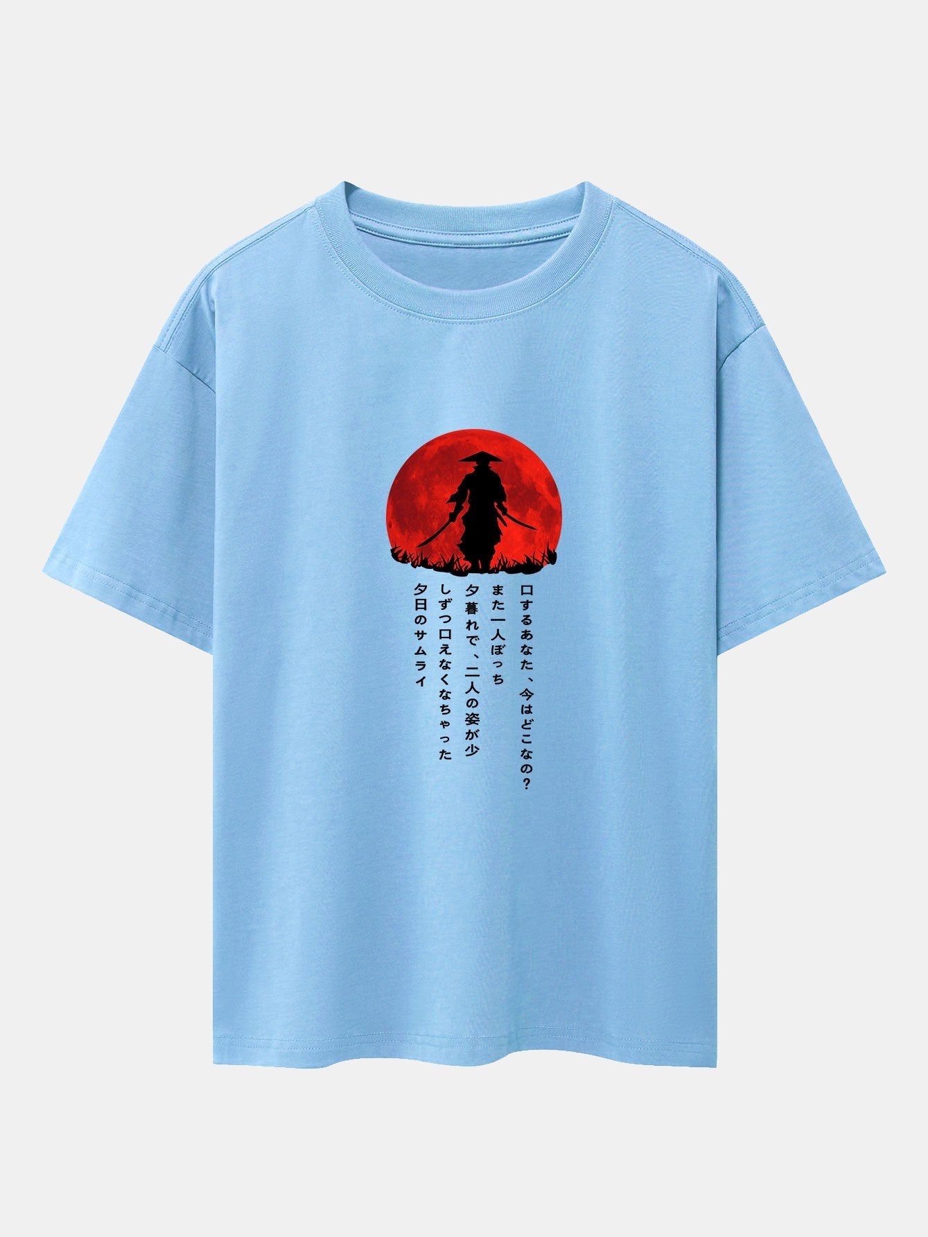 Japanese Samurai Print Drop Shoulder Oversize T-Shirt