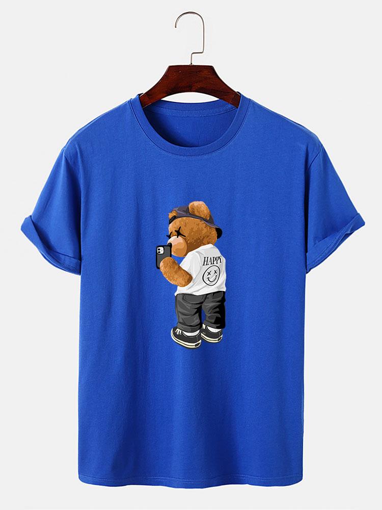 Selfie Bear Print Print T-Shirt