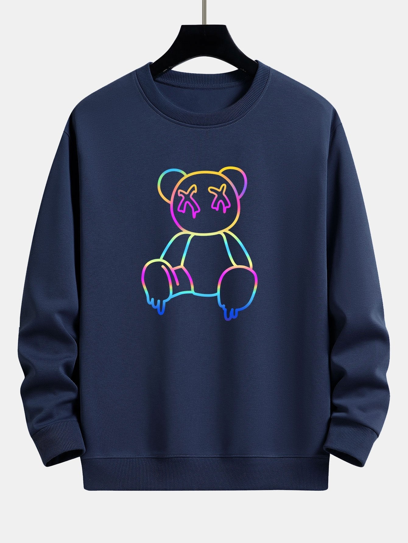 Gradient Dissolving Bear Print Relax Fit Sweatshirt