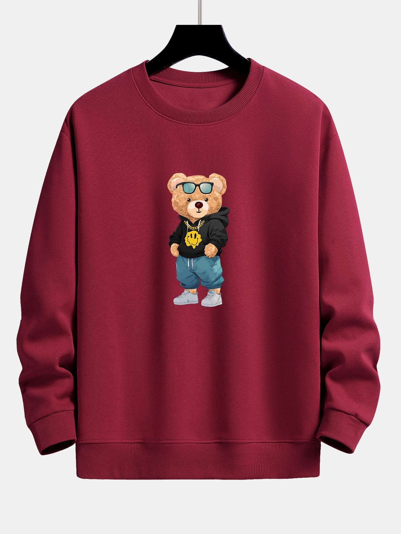 Sweat-shirt coupe décontractée à imprimé ours Hip Hop