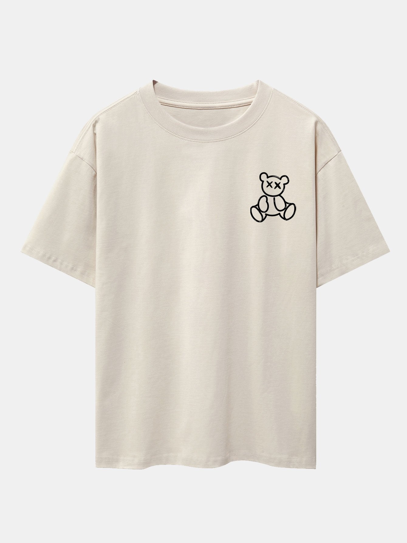 Bear On Vacation Print Drop Shoulder Oversize T-Shirt