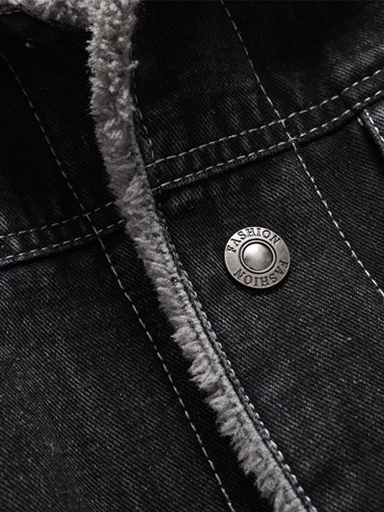 Veste en jean délavé doublée Teddy