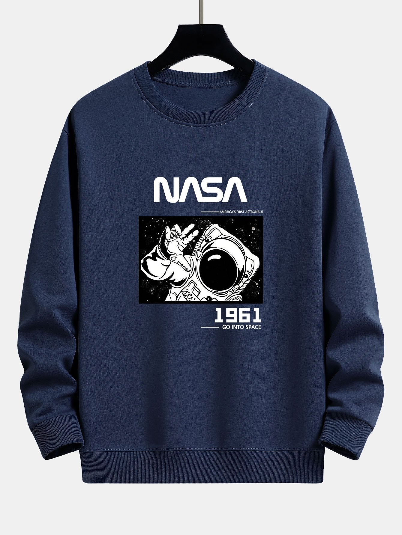 Sweat-shirt décontracté à imprimé slogan astronaute de la NASA