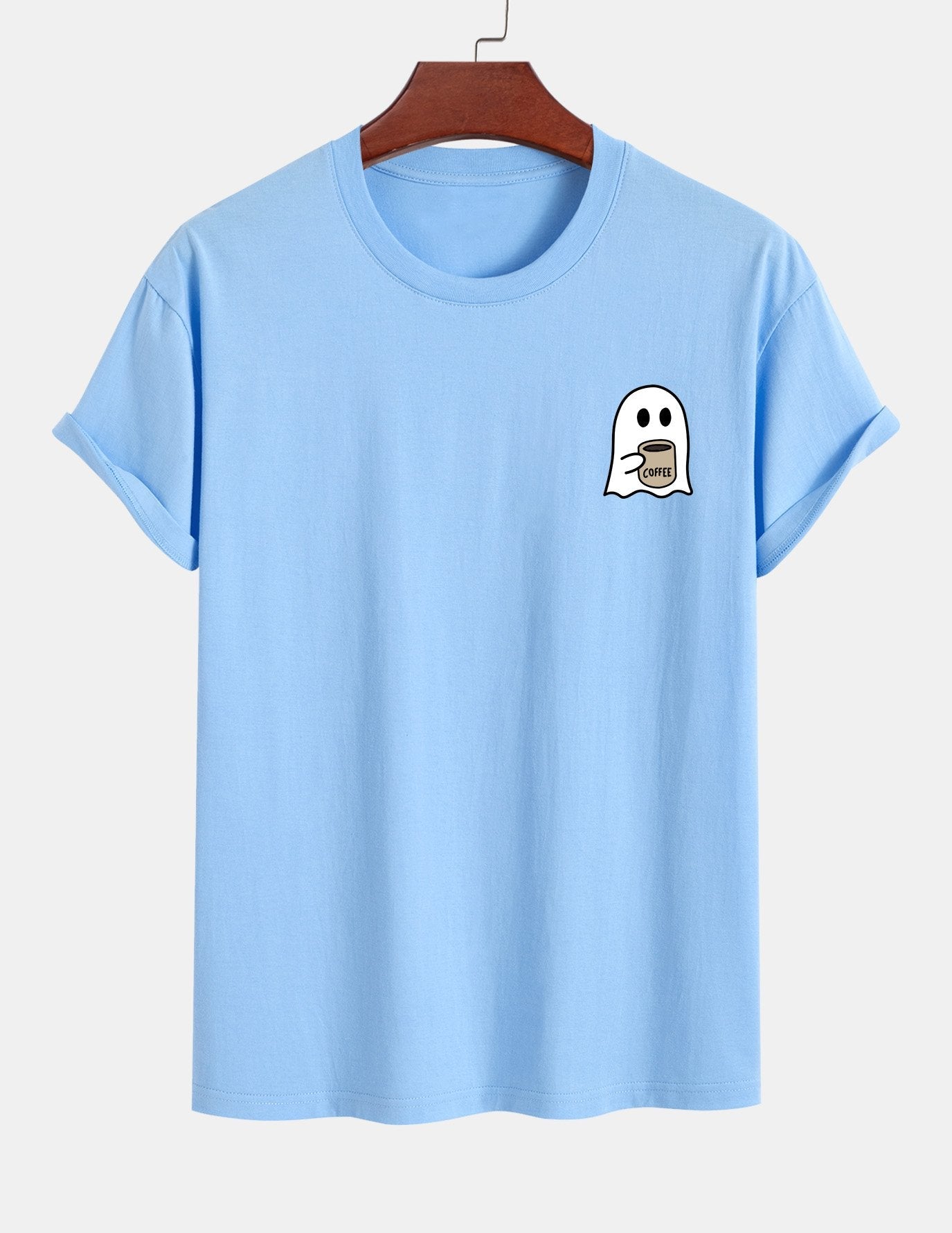 T-shirt en coton imprimé Ghost Drinking Coffee, coupe classique