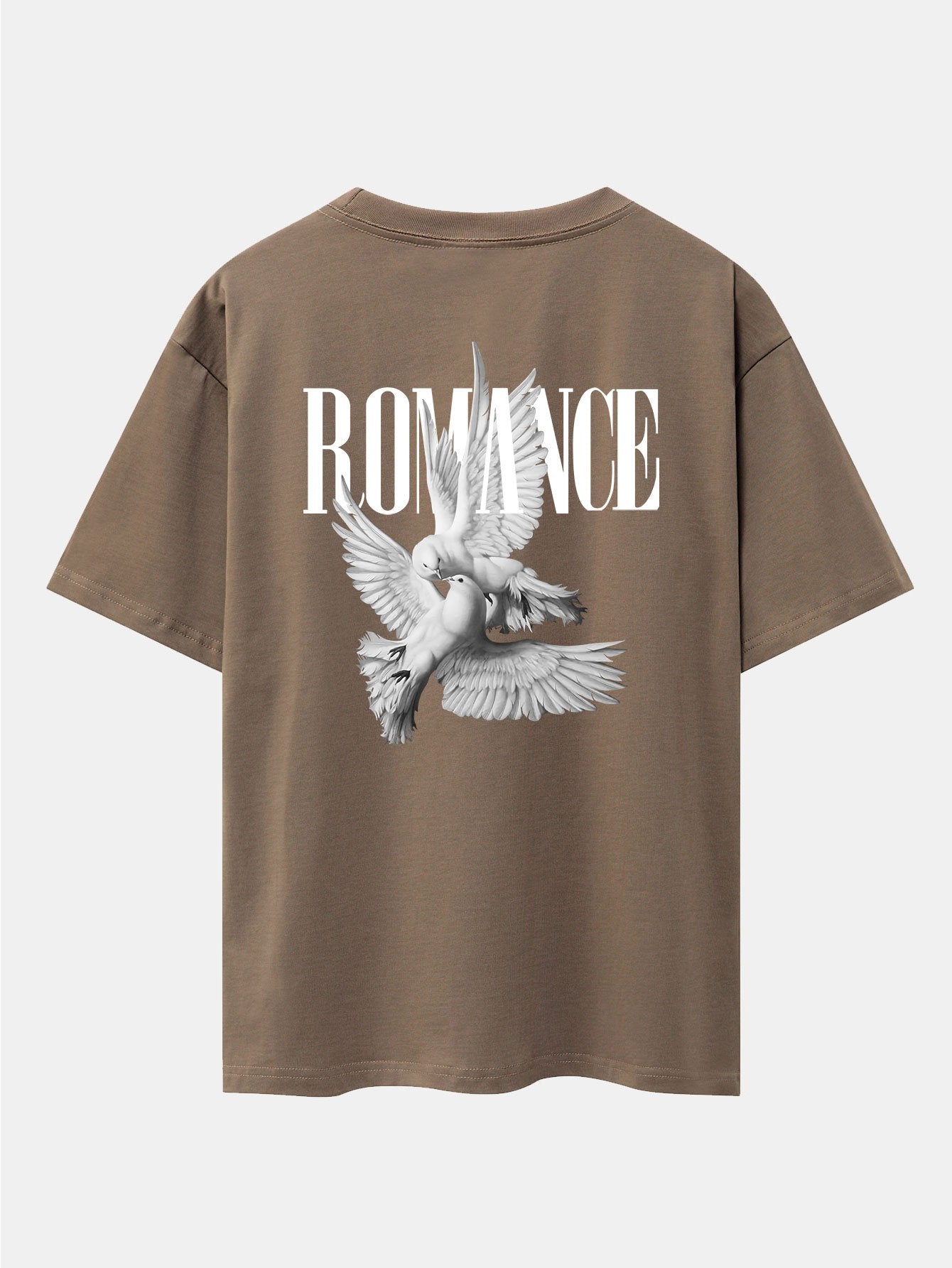 Romance Pigeon Slogan Back Print Drop Shoulder Oversize T-Shirt