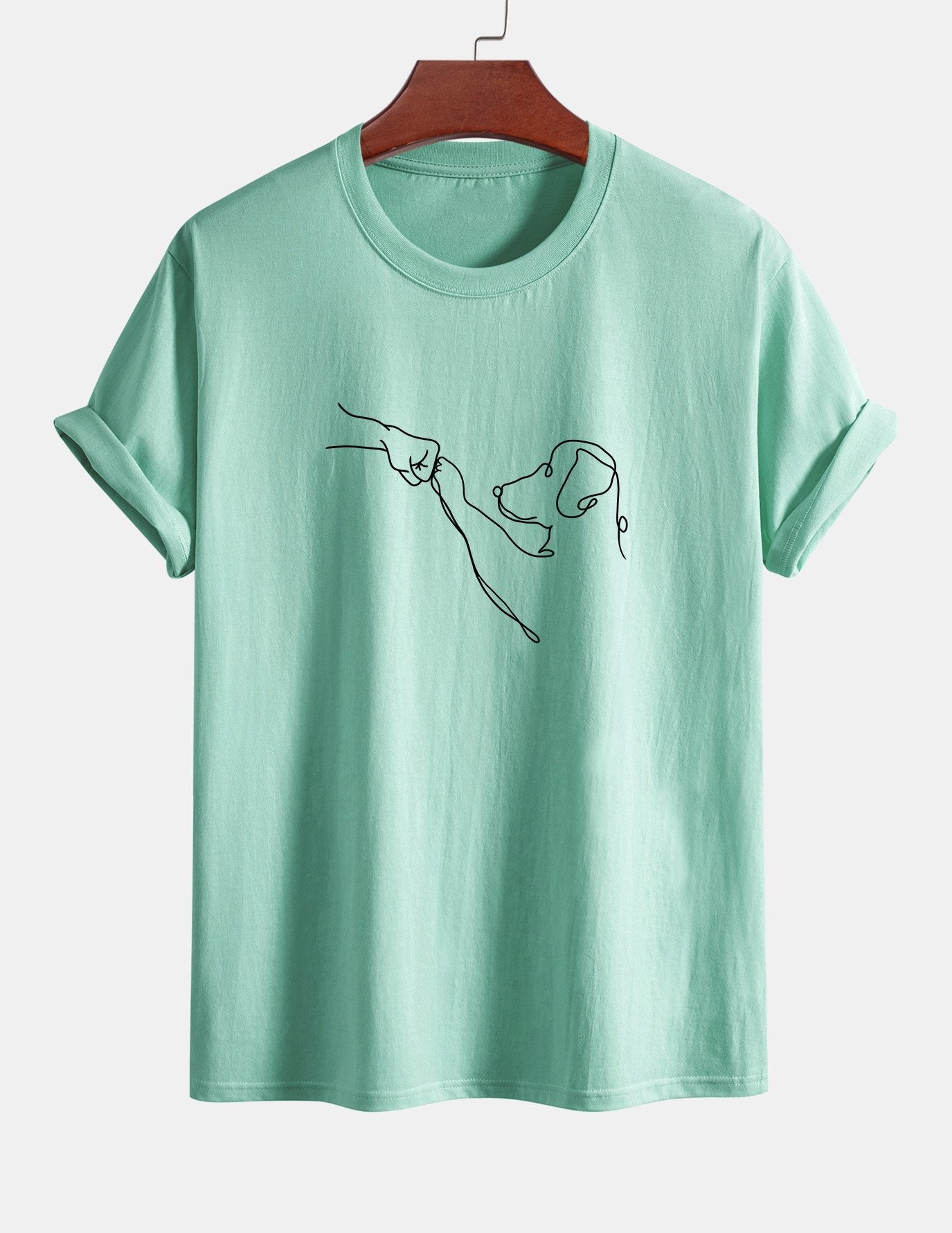 T-shirt en coton imprimé dessin au trait coupe classique