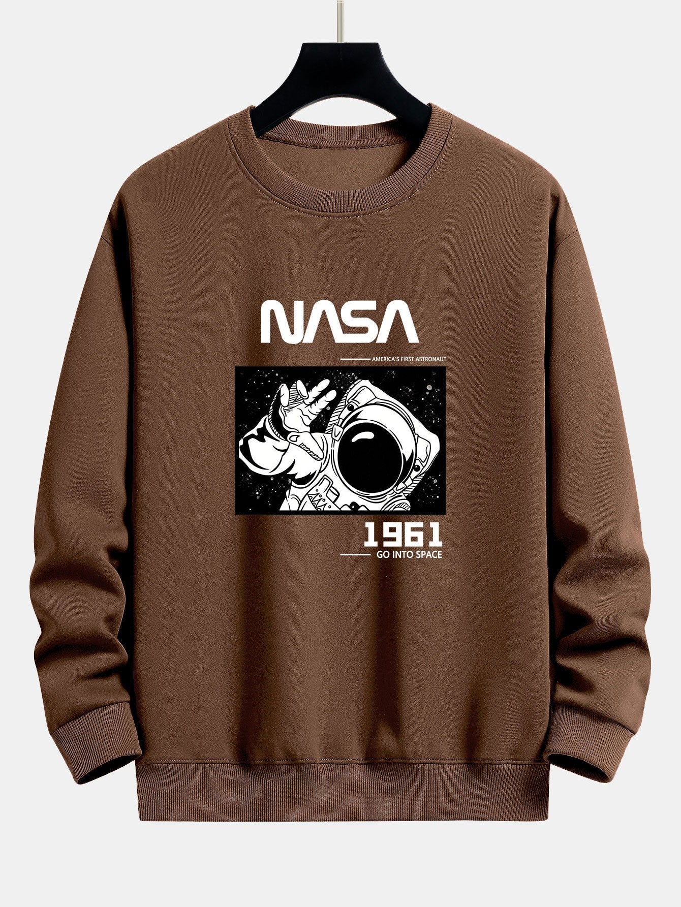 Sweat-shirt décontracté à imprimé slogan astronaute de la NASA