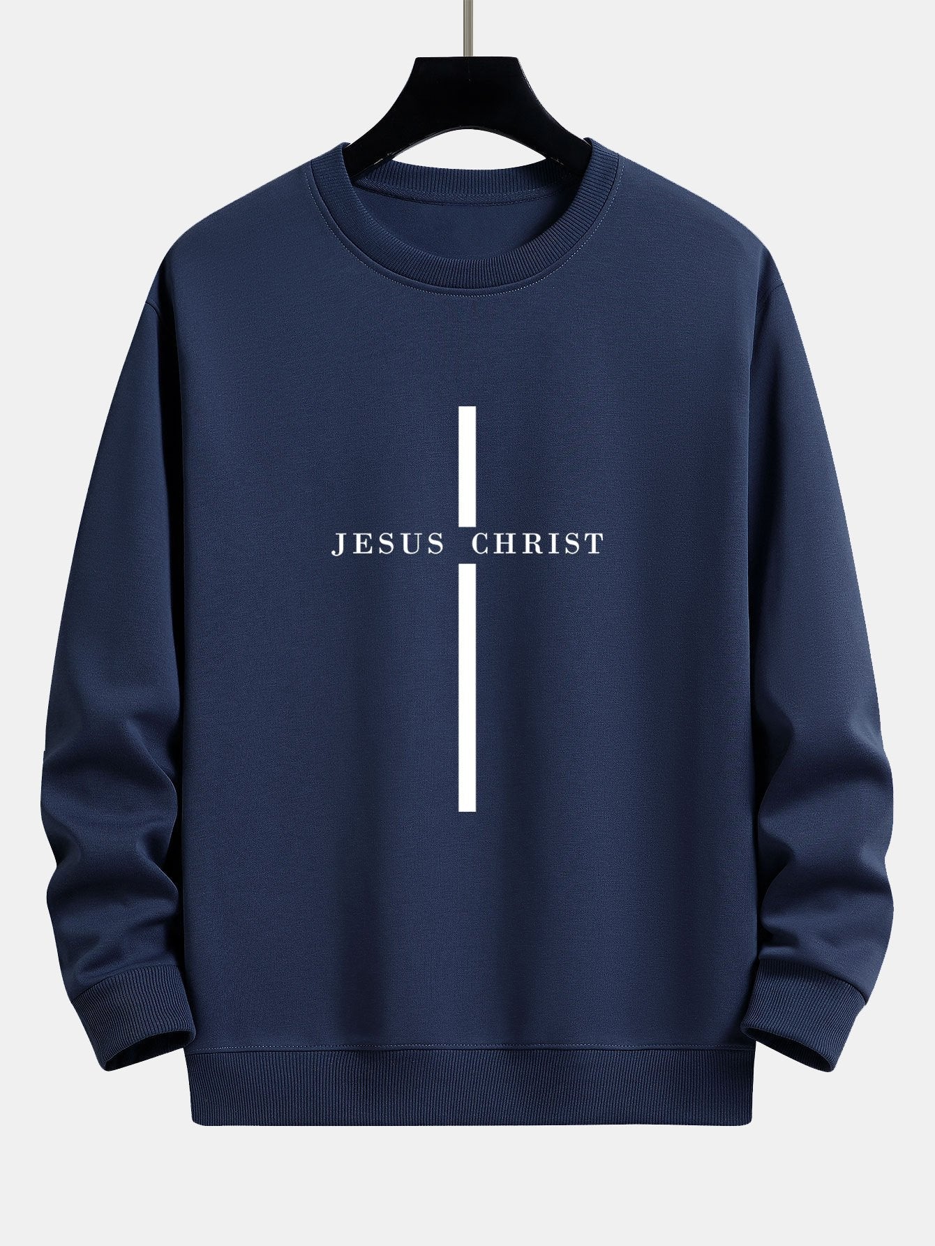 Sweat-shirt décontracté à imprimé rayé Jesus Christ