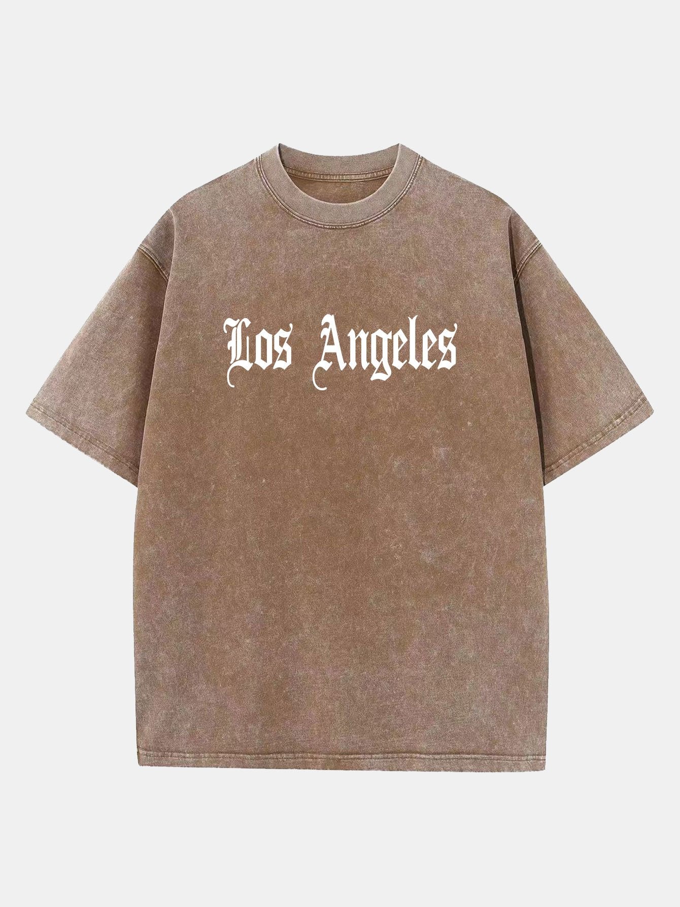 Los Angeles Gothic Print Washed Distressed Drop Shoulder T-Shirt