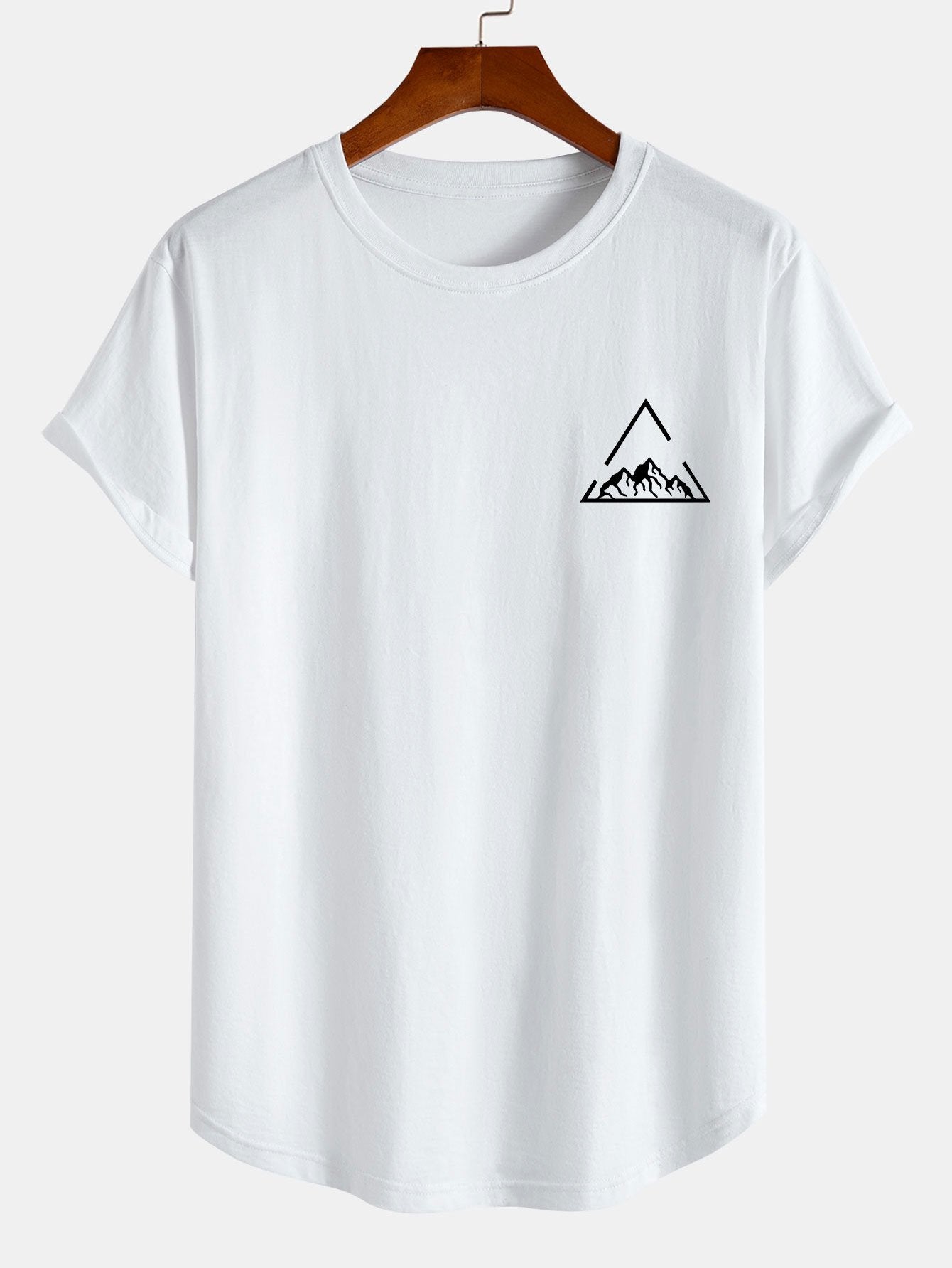 Mountain Graphic Print Cotton Arc Hem T-Shirt