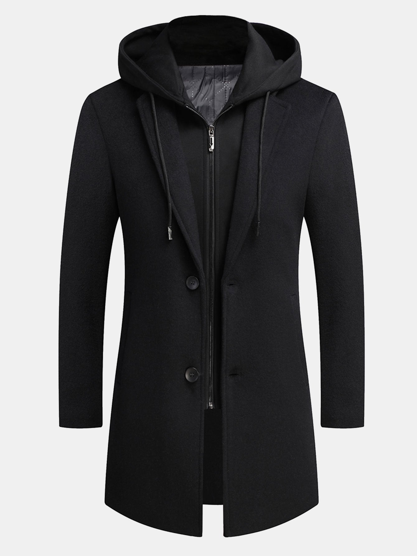 Detachable Hooded Woolen Overcoat