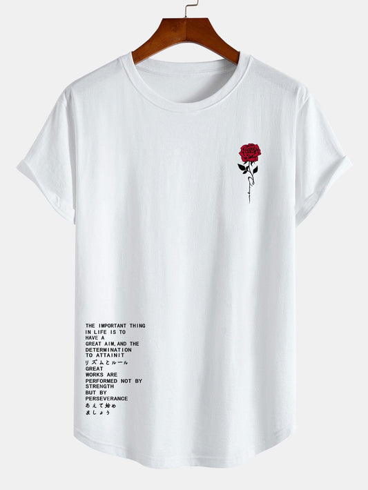 Slogan Rose Print Cotton Arc Home T-Shirt