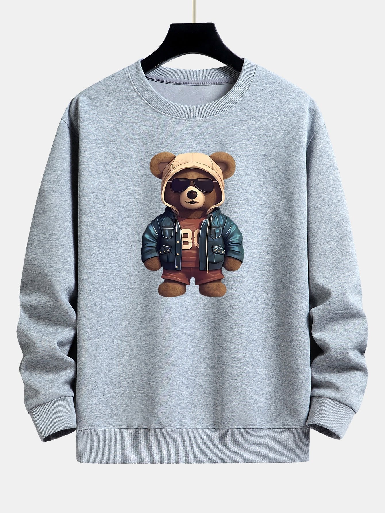 Bear In Leather Jacket Print Relax Fit Sweatshirt