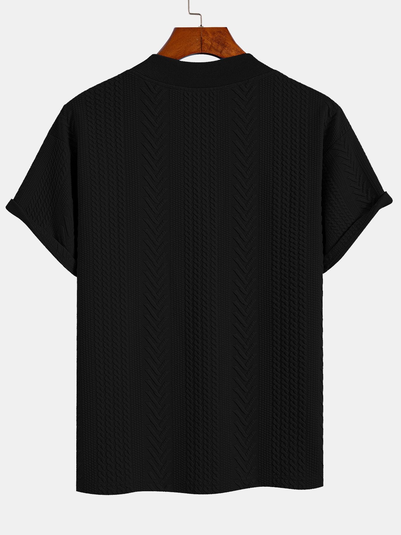 Oversize Geometric Jacquard V-neck T-Shirt