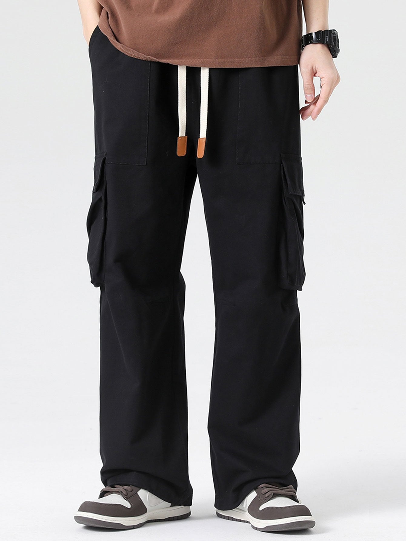 Elastic Drawstring Cuff Parachute Cargo Pants