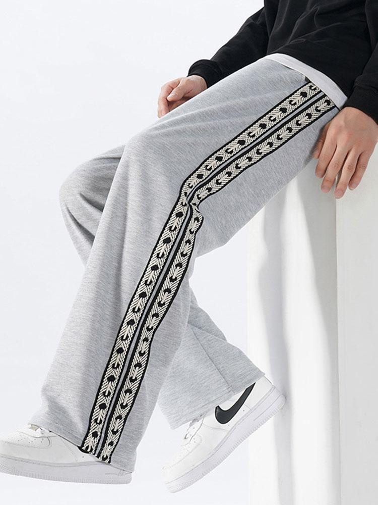 Side Webbing Panel Relax Fit Straight Leg Trousers