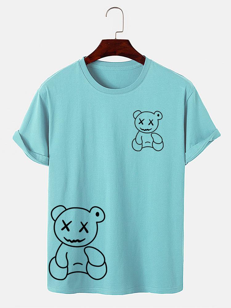 Line Shaped Bear Print T-Shirt