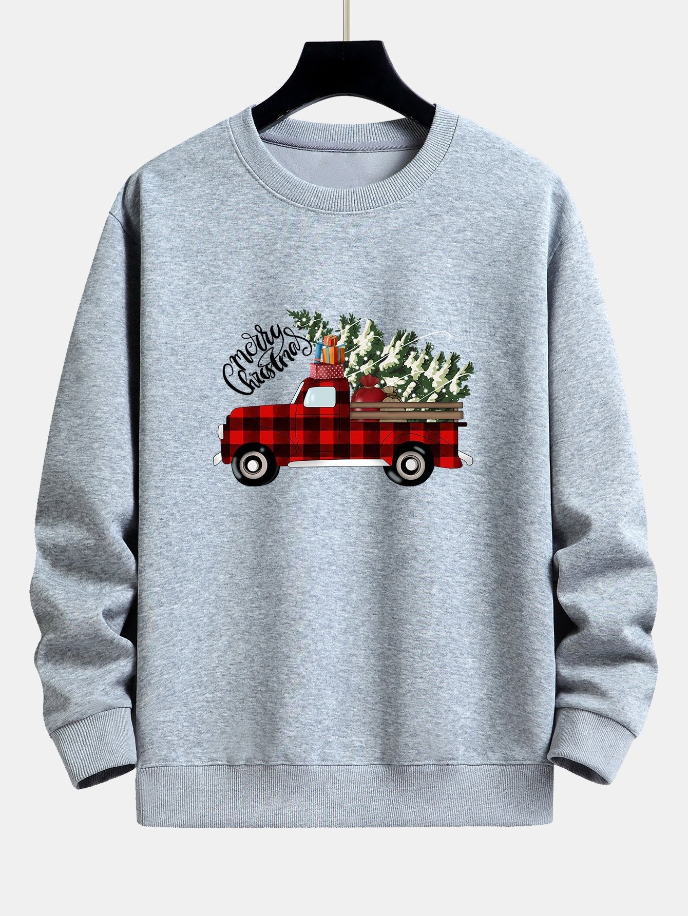 Sweat-shirt coupe décontractée à imprimé camion de Noël