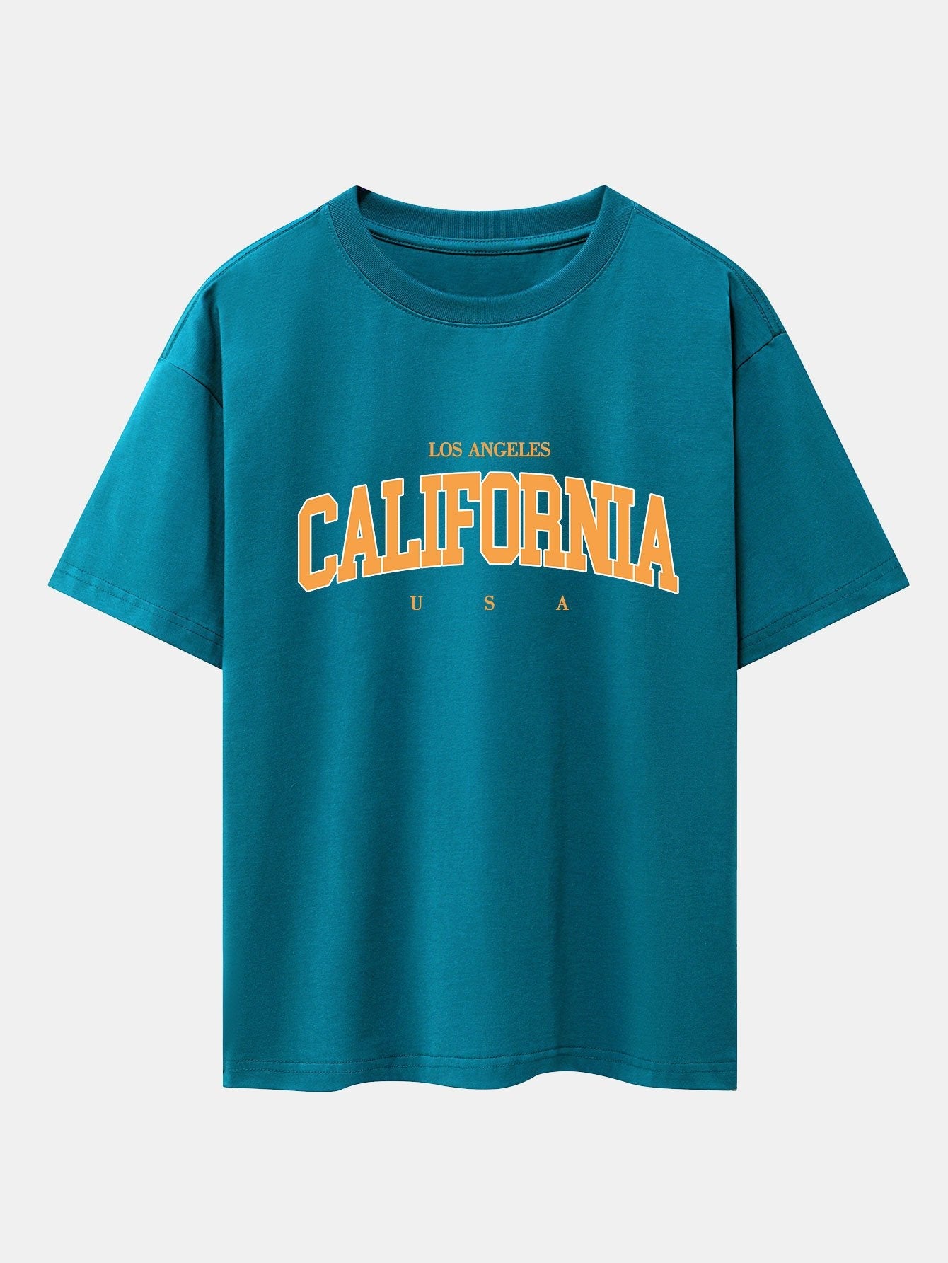 Los Angeles California Print Drop Shoulder Oversize T-Shirt