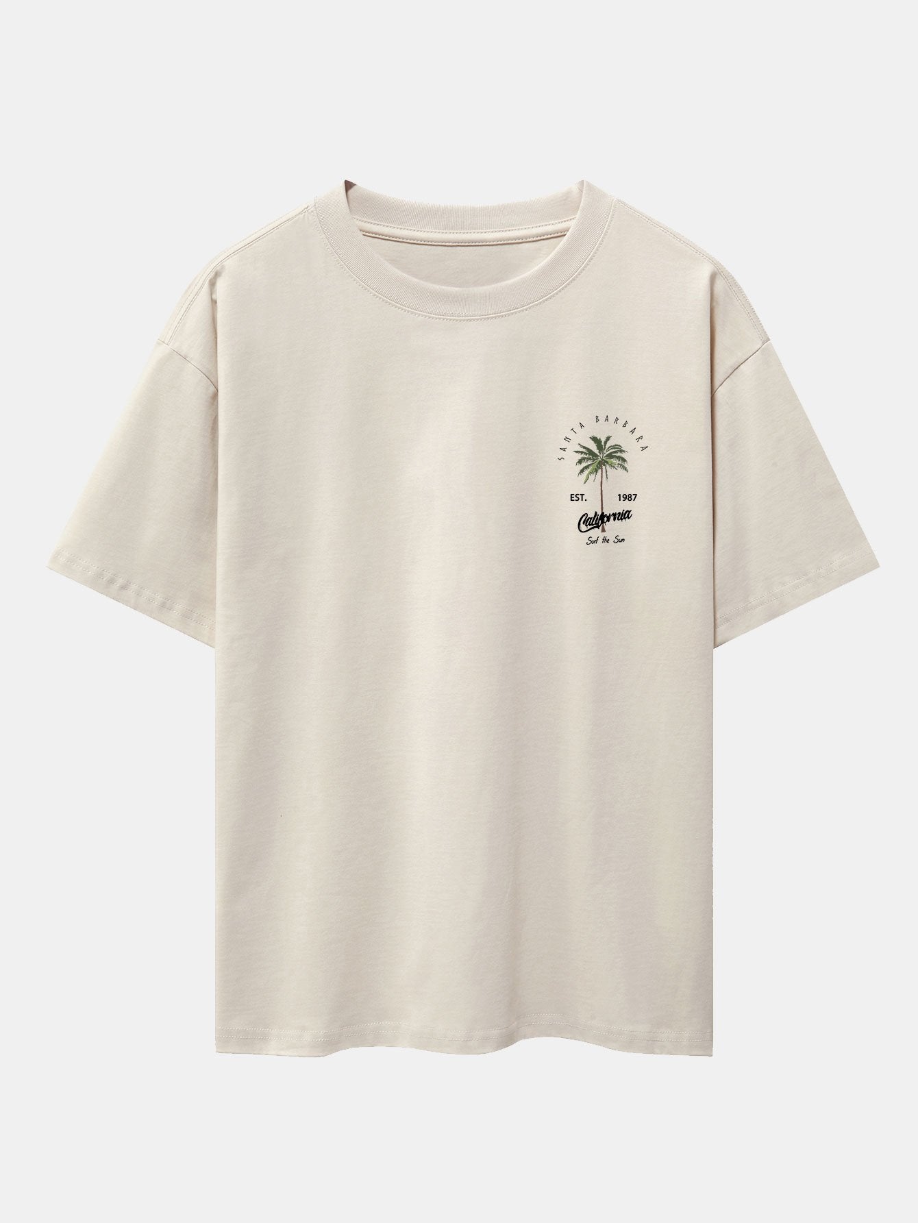 California Palm Tree Print Drop Shoulder Oversize T-Shirt