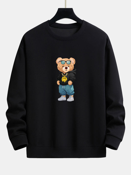 Sweat-shirt coupe décontractée à imprimé ours Hip Hop