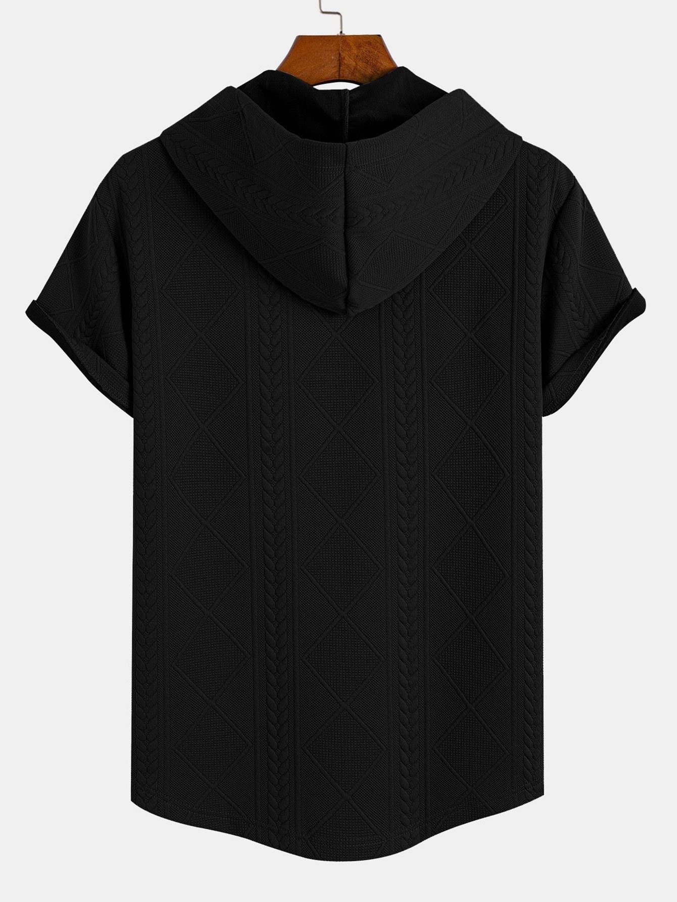 Geometry Jacquard Hooded Arc Hem T-Shirt