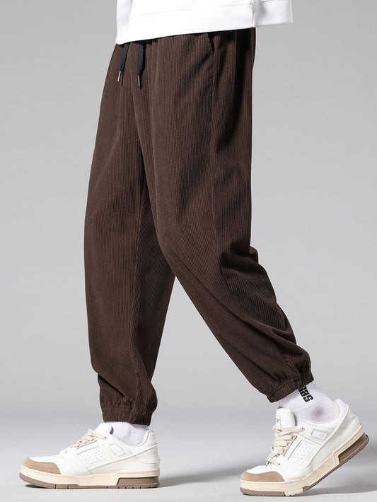 Corduroy Drawstring Jogging Pants