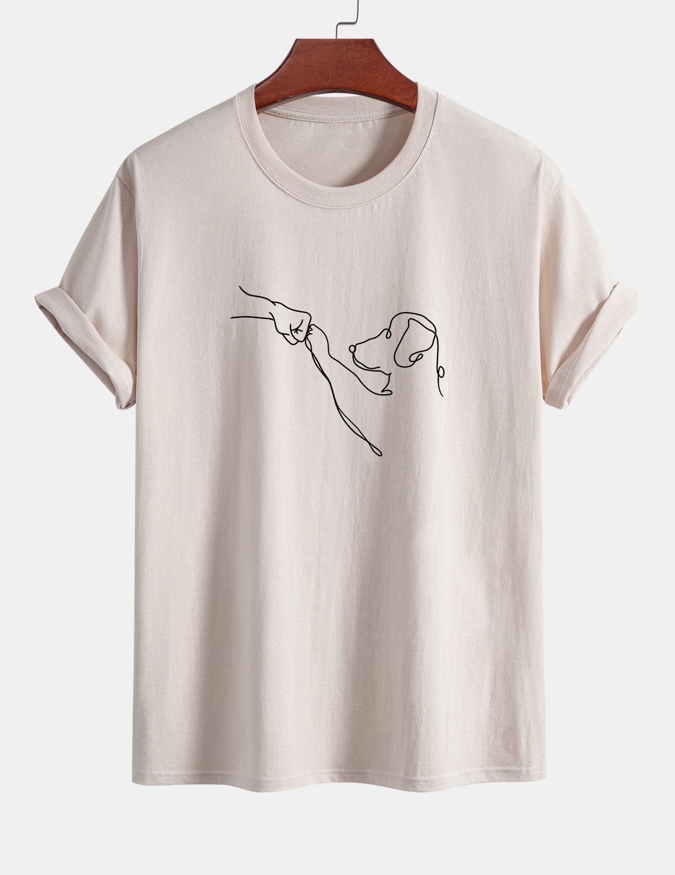 T-shirt en coton imprimé dessin au trait coupe classique