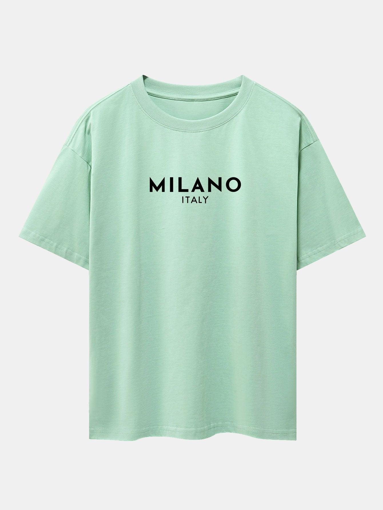 Milano Italy Print Drop Shoulder Oversize T-Shirt