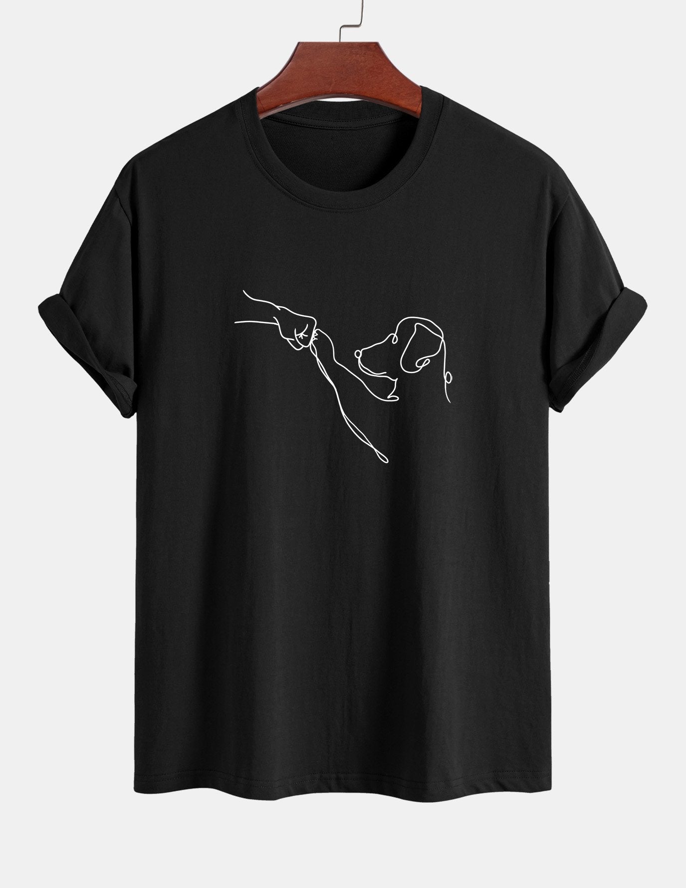 T-shirt en coton imprimé dessin au trait coupe classique