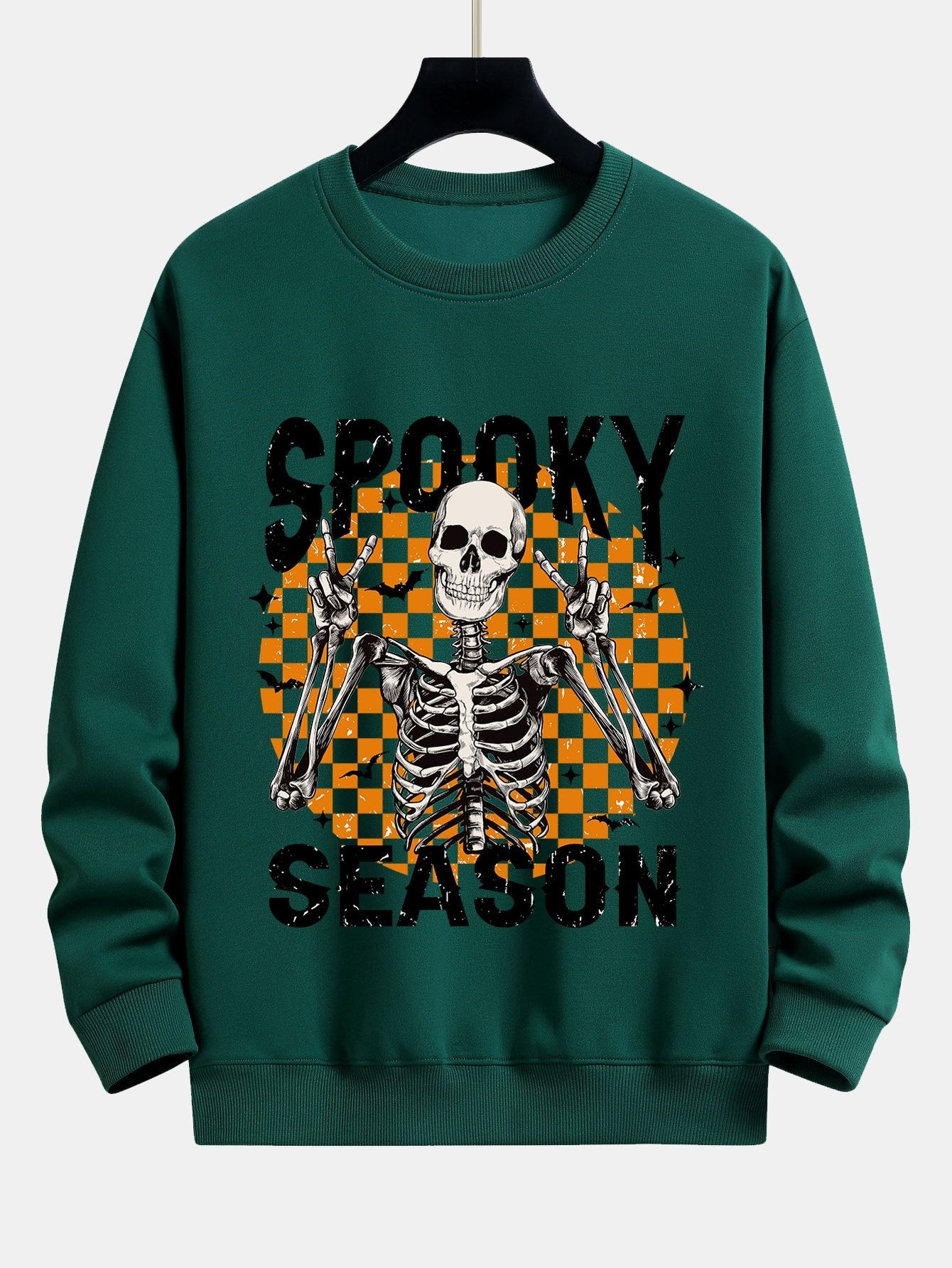 Sweat-shirt coupe décontractée à imprimé squelette Spooky Season