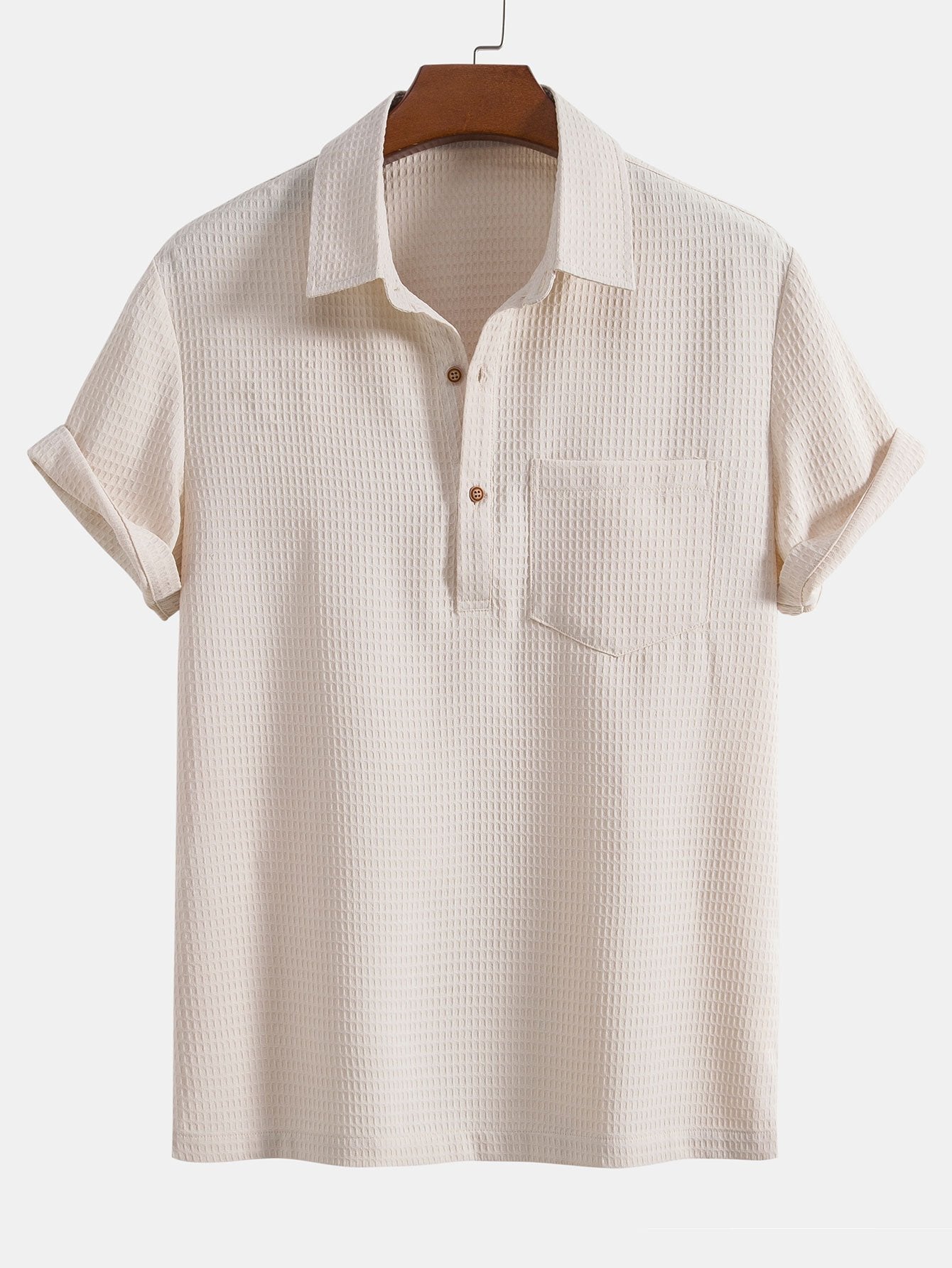 Chemise à col polo gaufré avec poche